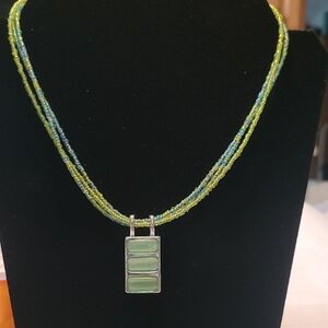 Lia Sophia Green and Blue Beaded Necklace